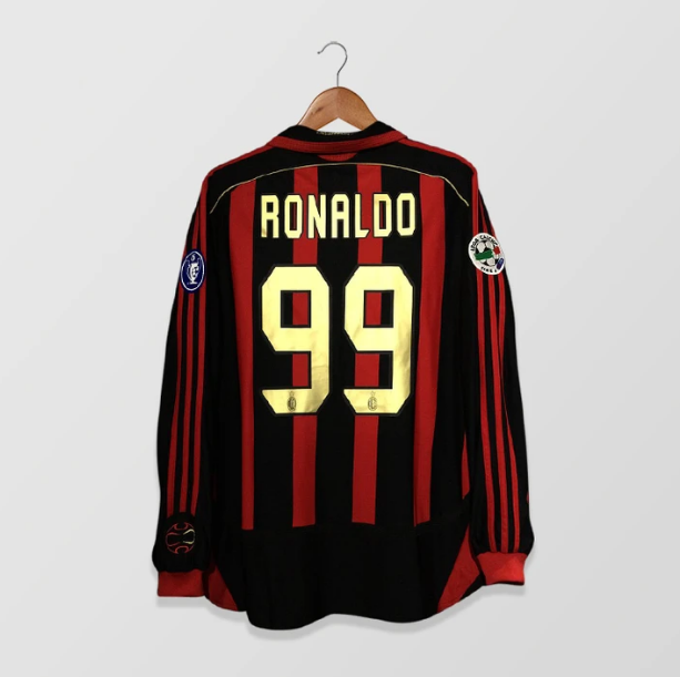 2006-07 AC Milan Retro Long Sleeve Home Kit Soccer Jersey Ronaldo #99